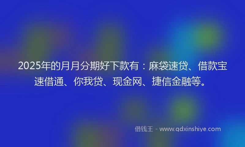 2025年的月月分期好下款有：麻袋速贷、借款宝速借通、你我贷、现金网、捷信金融等。