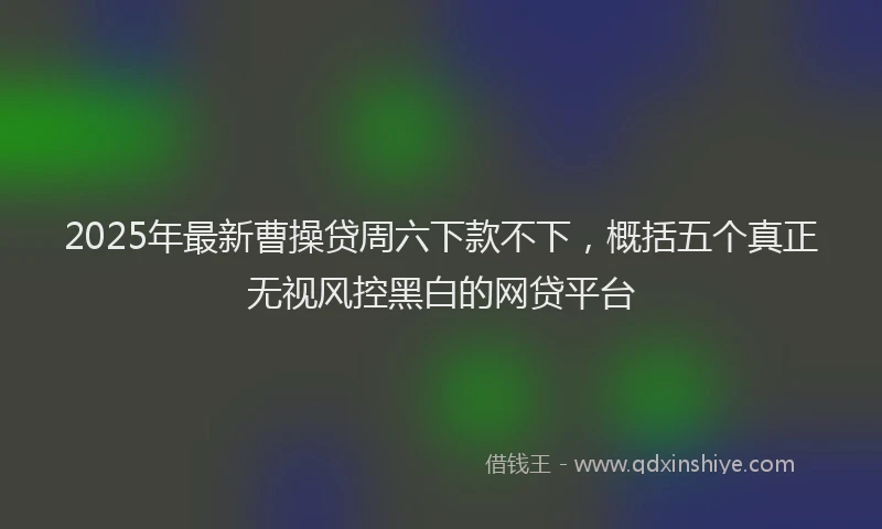 2025年最新曹操贷周六下款不下，概括五个真正无视风控黑白的网贷平台