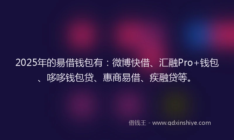 2025年的昜借钱包有：微博快借、汇融Pro+钱包、哆哆钱包贷、惠商易借、疾融贷等。