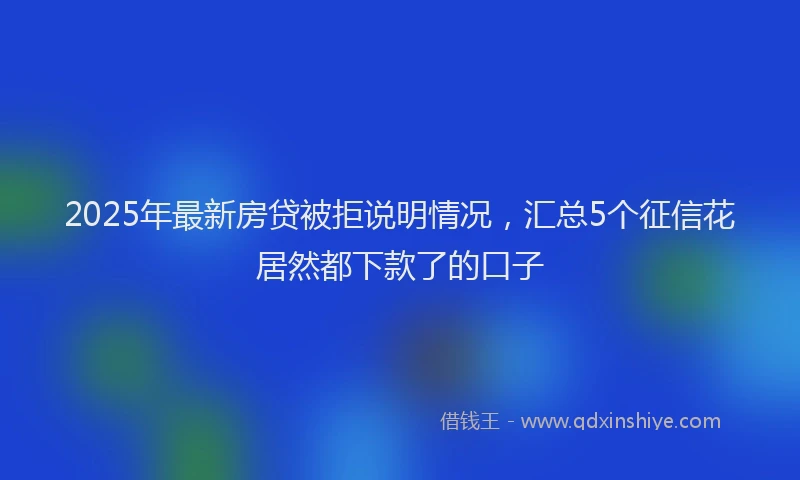 2025年最新房贷被拒说明情况，汇总5个征信花居然都下款了的口子