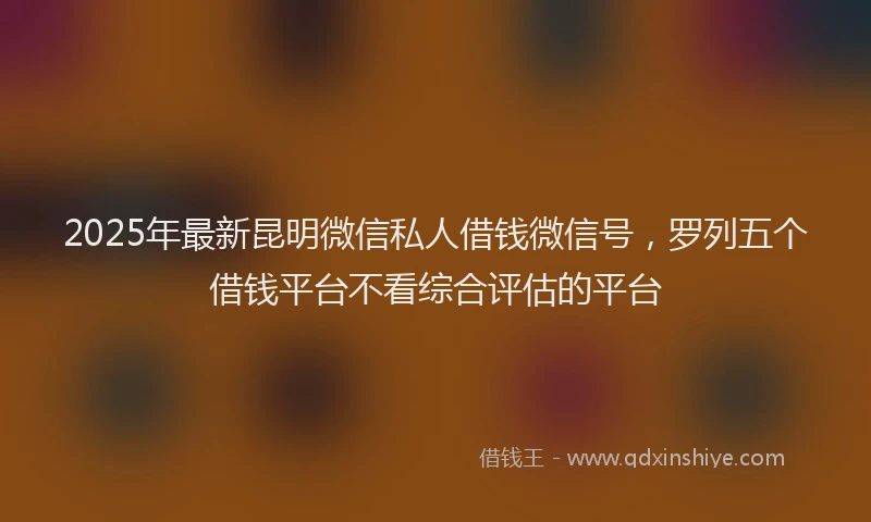 2025年最新昆明微信私人借钱微信号，罗列五个借钱平台不看综合评估的平台