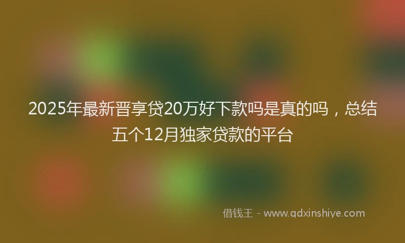 2025年最新晋享贷20万好下款吗是真的吗，总结五个12月独家贷款的平台