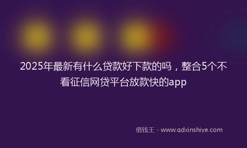 2025年最新有什么贷款好下款的吗，整合5个不看征信网贷平台放款快的app