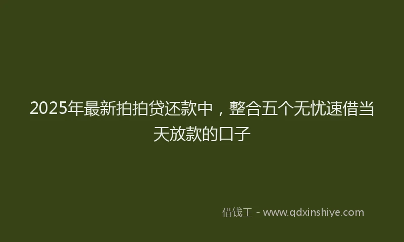 2025年最新拍拍贷还款中，整合五个无忧速借当天放款的口子