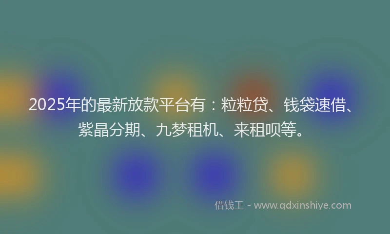 2025年的最新放款平台有：粒粒贷、钱袋速借、紫晶分期、九梦租机、来租呗等。