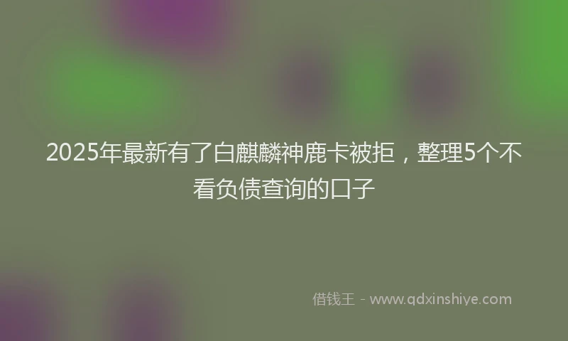 2025年最新有了白麒麟神鹿卡被拒，整理5个不看负债查询的口子