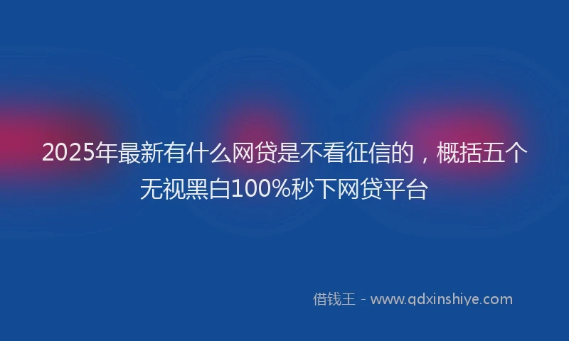 2025年最新有什么网贷是不看征信的，概括五个无视黑白100%秒下网贷平台