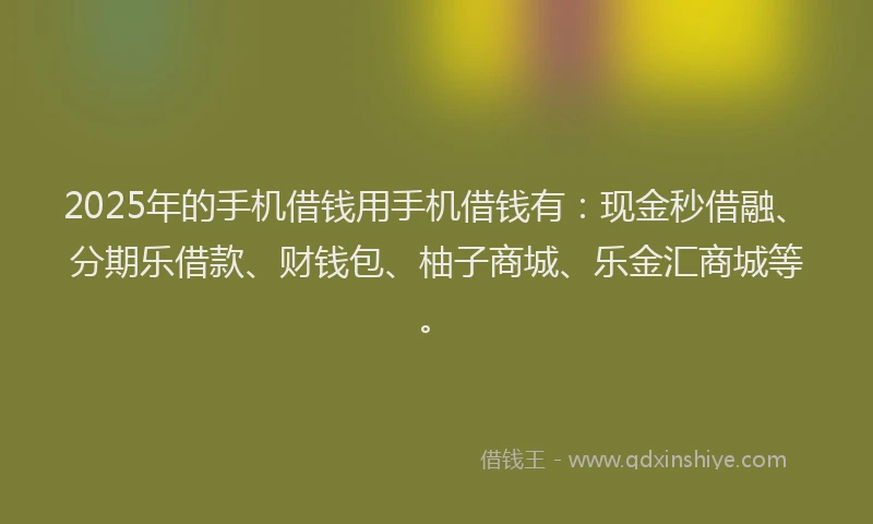 2025年的手机借钱用手机借钱有：现金秒借融、分期乐借款、财钱包、柚子商城、乐金汇商城等。