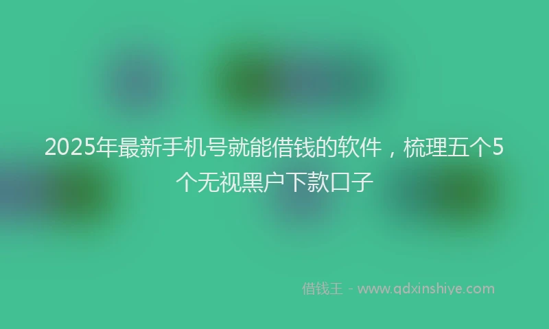 2025年最新手机号就能借钱的软件，梳理五个5个无视黑户下款口子