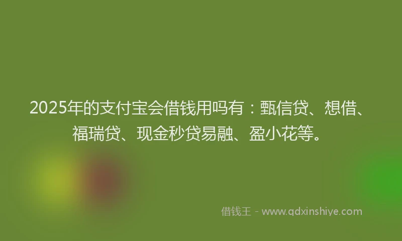 2025年的支付宝会借钱用吗有：甄信贷、想借、福瑞贷、现金秒贷易融、盈小花等。