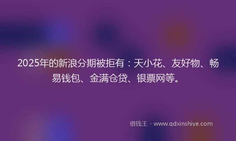 2025年的新浪分期被拒有：天小花、友好物、畅易钱包、金满仓贷、银票网等。
