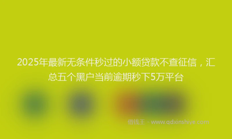 2025年最新无条件秒过的小额贷款不查征信，汇总五个黑户当前逾期秒下5万平台