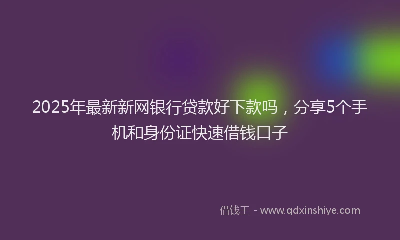 2025年最新新网银行贷款好下款吗，分享5个手机和身份证快速借钱口子