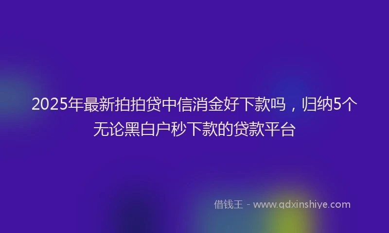 2025年最新拍拍贷中信消金好下款吗，归纳5个无论黑白户秒下款的贷款平台