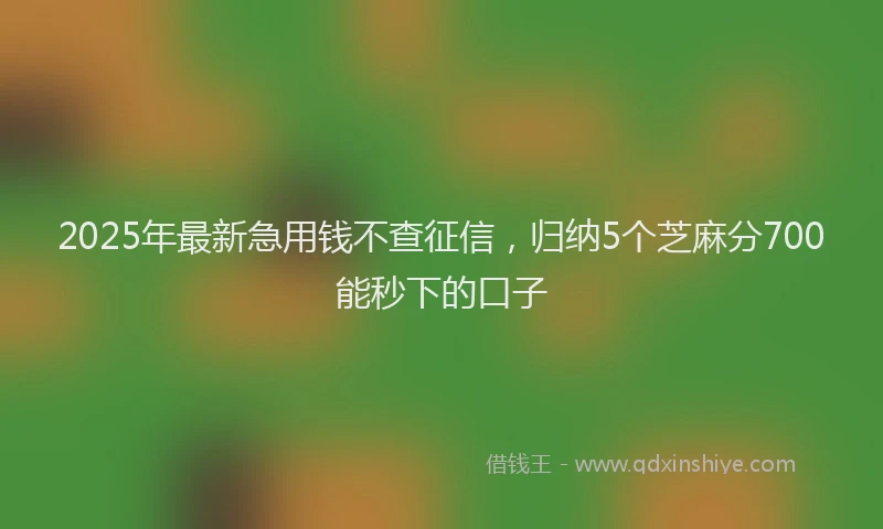 2025年最新急用钱不查征信，归纳5个芝麻分700能秒下的口子