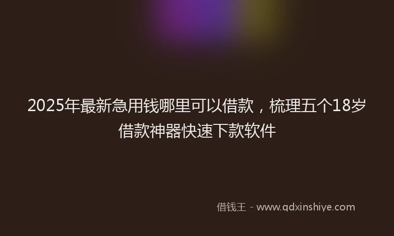 2025年最新急用钱哪里可以借款，梳理五个18岁借款神器快速下款软件