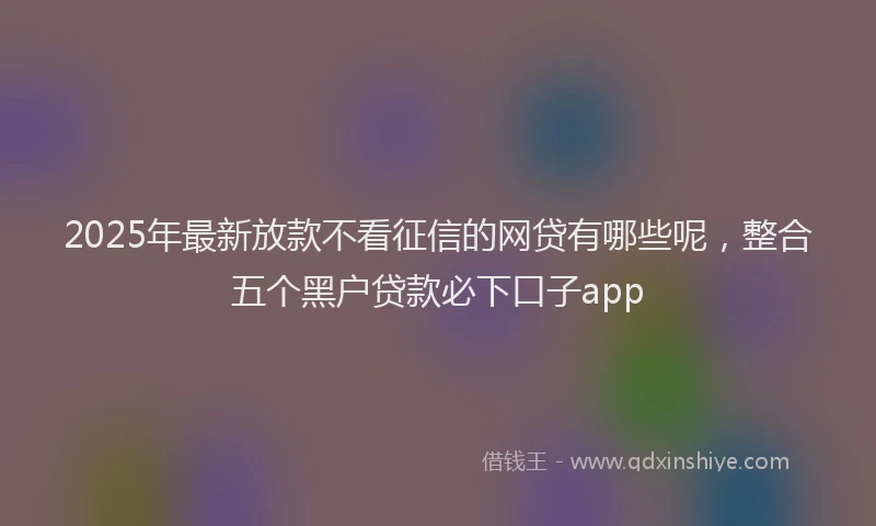2025年最新放款不看征信的网贷有哪些呢，整合五个黑户贷款必下口子app