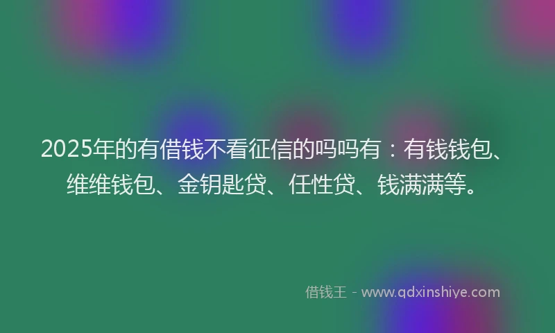 2025年的有借钱不看征信的吗吗有：有钱钱包、维维钱包、金钥匙贷、任性贷、钱满满等。