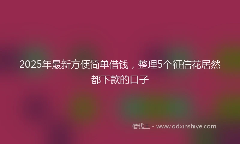 2025年最新方便简单借钱，整理5个征信花居然都下款的口子
