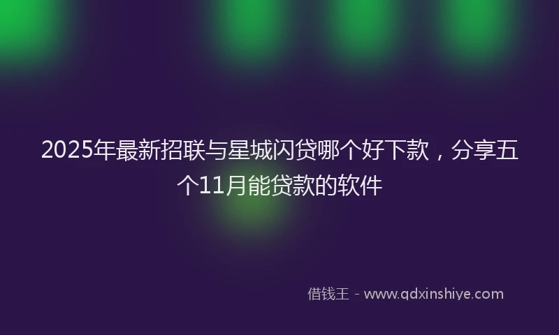 2025年最新招联与星城闪贷哪个好下款，分享五个11月能贷款的软件