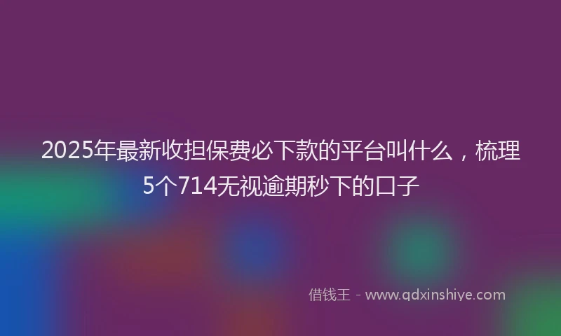 2025年最新收担保费必下款的平台叫什么，梳理5个714无视逾期秒下的口子