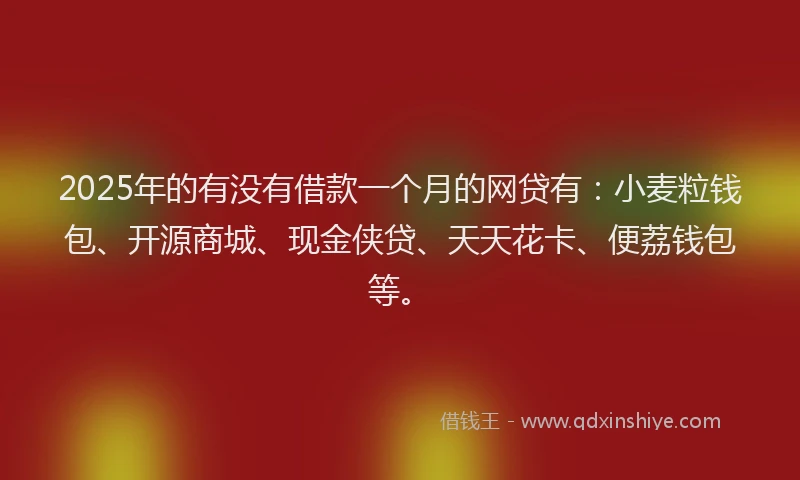 2025年的有没有借款一个月的网贷有：小麦粒钱包、开源商城、现金侠贷、天天花卡、便荔钱包等。