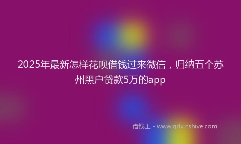 2025年最新怎样花呗借钱过来微信，归纳五个苏州黑户贷款5万的app
