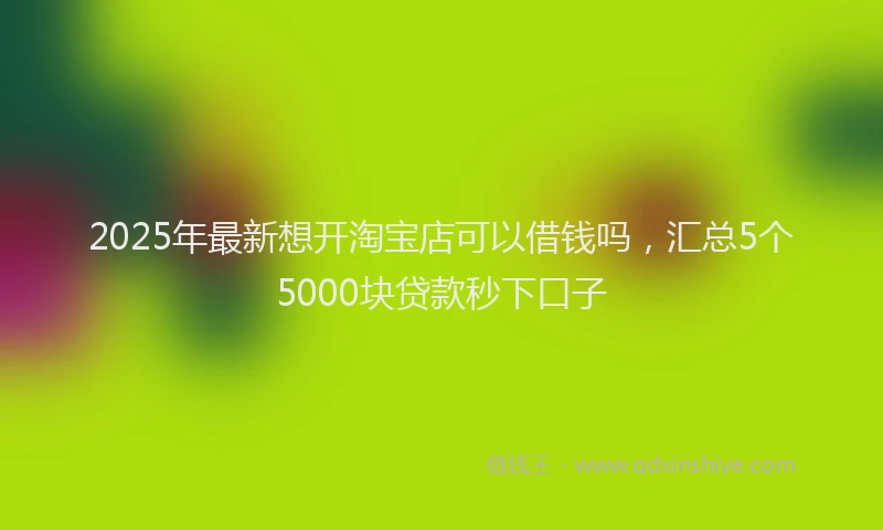 2025年最新想开淘宝店可以借钱吗，汇总5个5000块贷款秒下口子