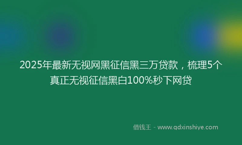2025年最新无视网黑征信黑三万贷款，梳理5个真正无视征信黑白100%秒下网贷