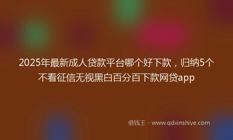 2025年最新成人贷款平台哪个好下款，归纳5个不看征信无视黑白百分百下款网贷app