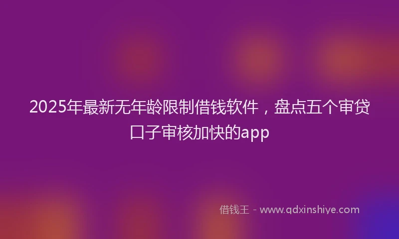 2025年最新无年龄限制借钱软件，盘点五个审贷口子审核加快的app