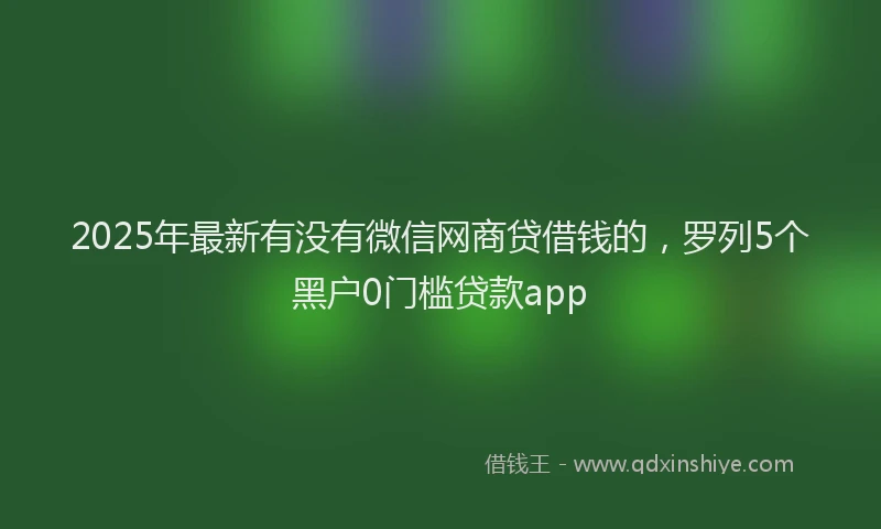 2025年最新有没有微信网商贷借钱的，罗列5个黑户0门槛贷款app