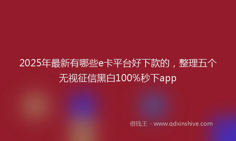 2025年最新有哪些e卡平台好下款的，整理五个无视征信黑白100%秒下app
