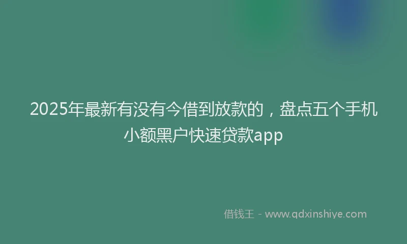 2025年最新有没有今借到放款的，盘点五个手机小额黑户快速贷款app