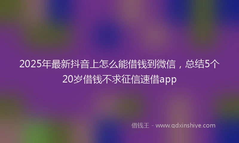 2025年最新抖音上怎么能借钱到微信，总结5个20岁借钱不求征信速借app