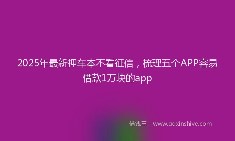 2025年最新押车本不看征信，梳理五个APP容易借款1万块的app