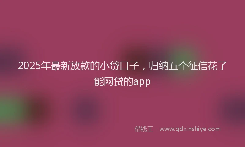 2025年最新放款的小贷口子，归纳五个征信花了能网贷的app