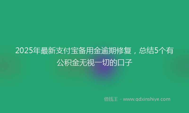 2025年最新支付宝备用金逾期修复，总结5个有公积金无视一切的口子