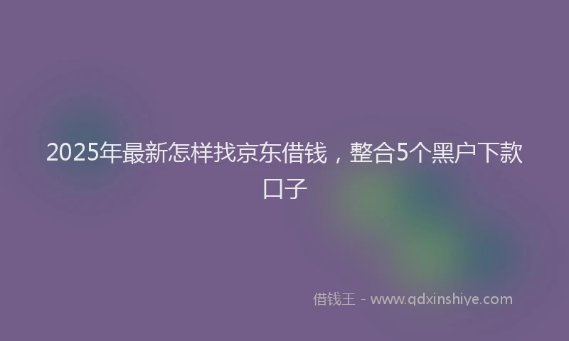2025年最新怎样找京东借钱，整合5个黑户下款口子