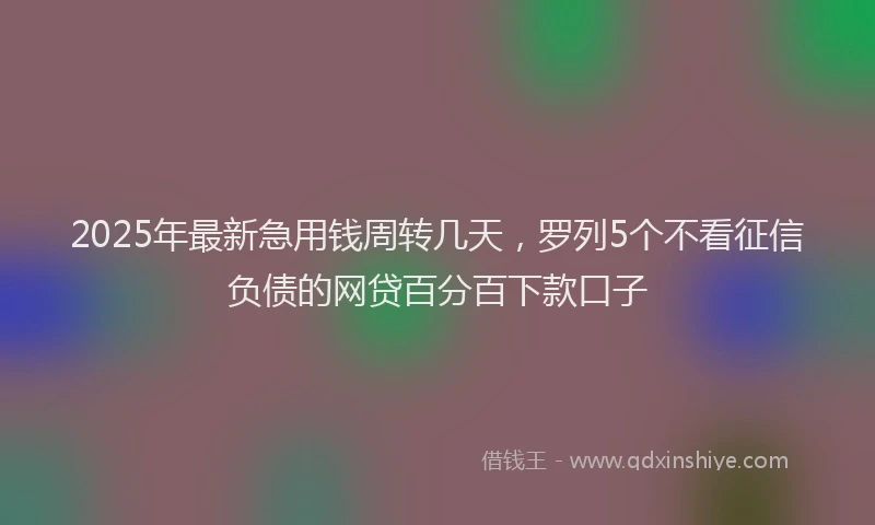 2025年最新急用钱周转几天，罗列5个不看征信负债的网贷百分百下款口子