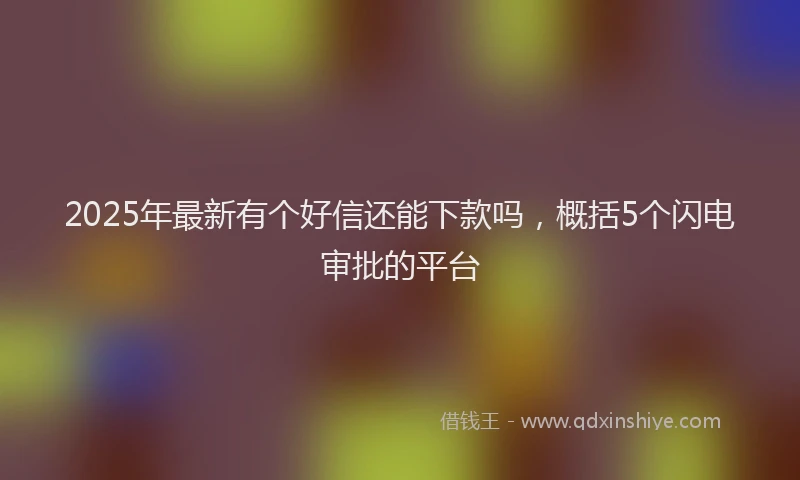 2025年最新有个好信还能下款吗，概括5个闪电审批的平台