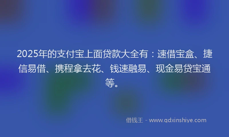 2025年的支付宝上面贷款大全有：速借宝盒、捷信易借、携程拿去花、钱速融易、现金易贷宝通等。