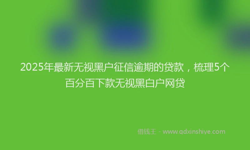 2025年最新无视黑户征信逾期的贷款，梳理5个百分百下款无视黑白户网贷