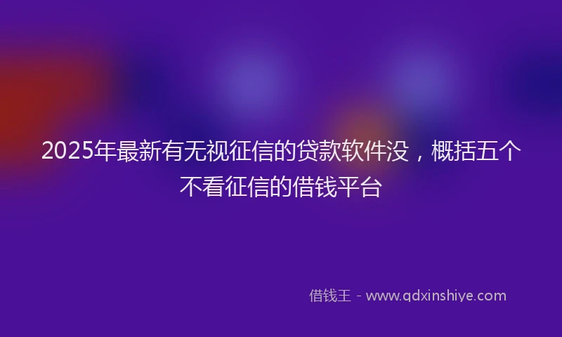 2025年最新有无视征信的贷款软件没，概括五个不看征信的借钱平台