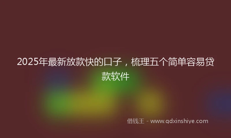 2025年最新放款快的口子，梳理五个简单容易贷款软件