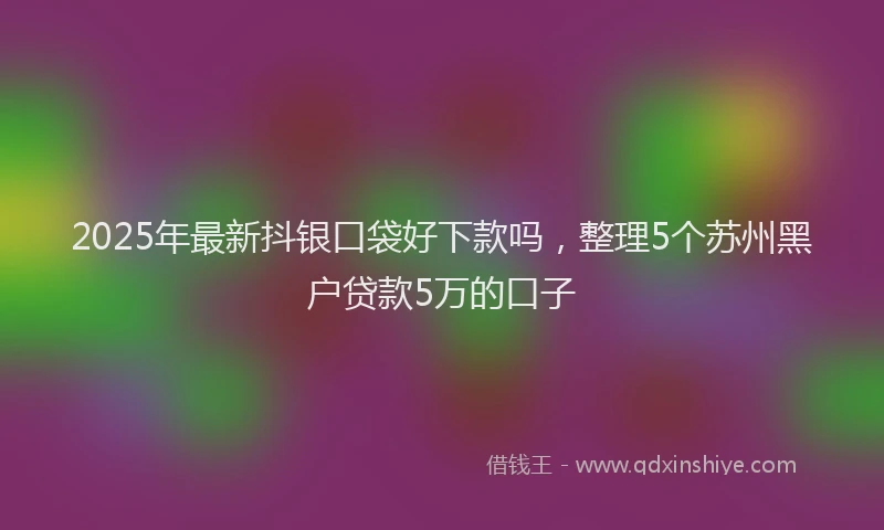 2025年最新抖银口袋好下款吗，整理5个苏州黑户贷款5万的口子