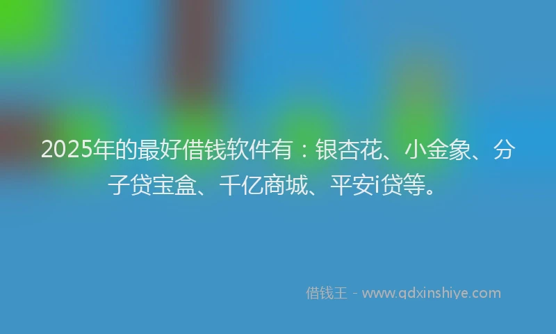 2025年的最好借钱软件有：银杏花、小金象、分子贷宝盒、千亿商城、平安i贷等。