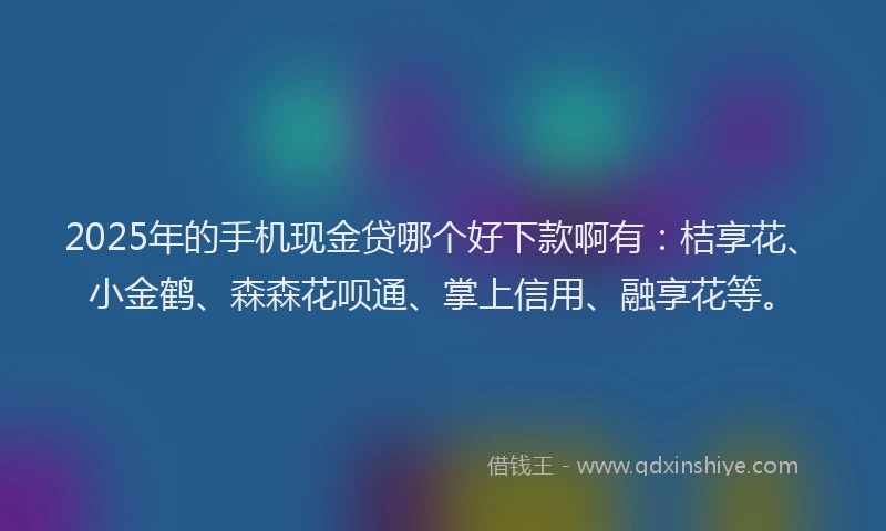 2025年的手机现金贷哪个好下款啊有：桔享花、小金鹤、森森花呗通、掌上信用、融享花等。