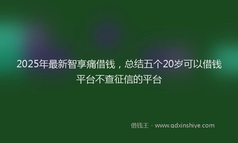 2025年最新智享痛借钱，总结五个20岁可以借钱平台不查征信的平台