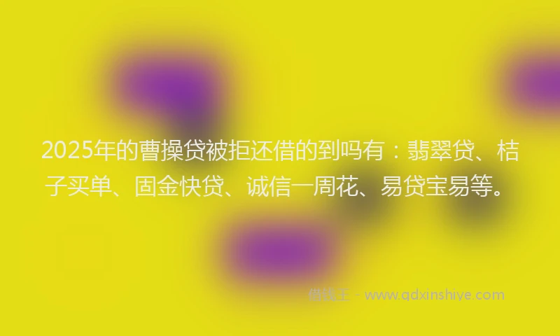 2025年的曹操贷被拒还借的到吗有：翡翠贷、桔子买单、固金快贷、诚信一周花、易贷宝易等。